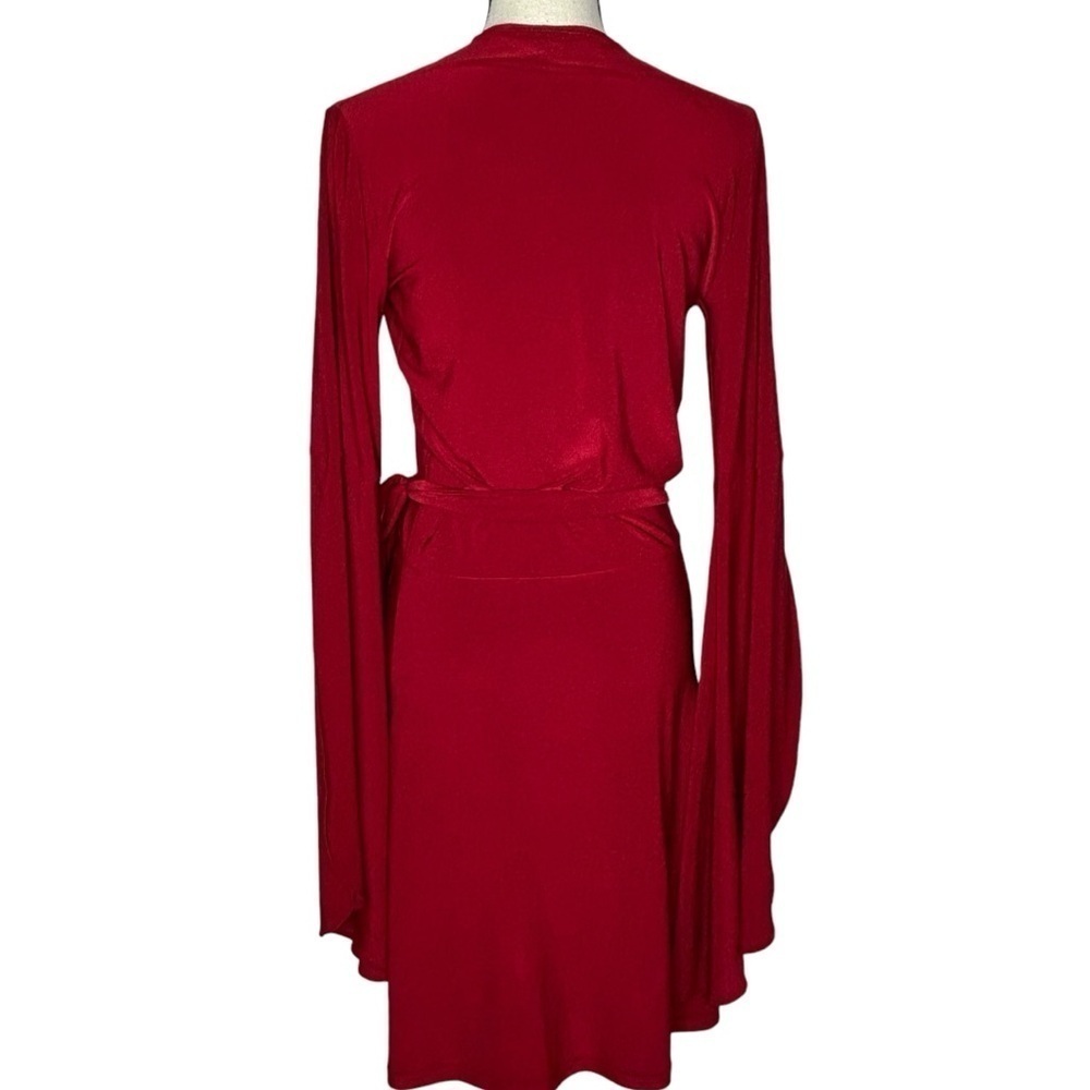 Abi Ferrin Red Bell Sleeve Wrap Dress - Picture 2 of 13